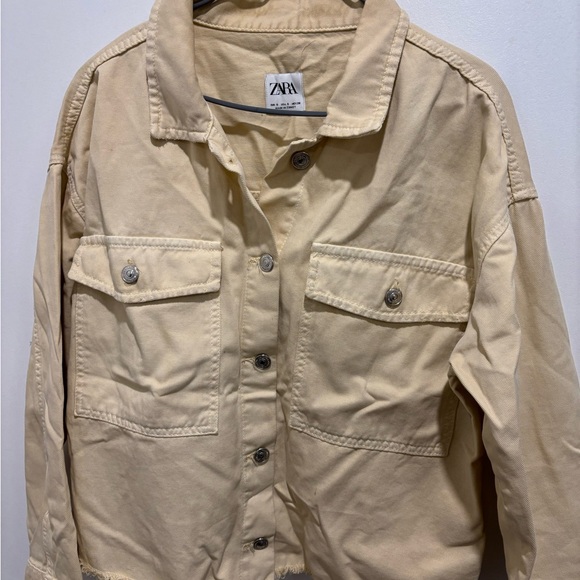 ZARA Cream Utility Button-Front Jacket - Picture 5 of 5